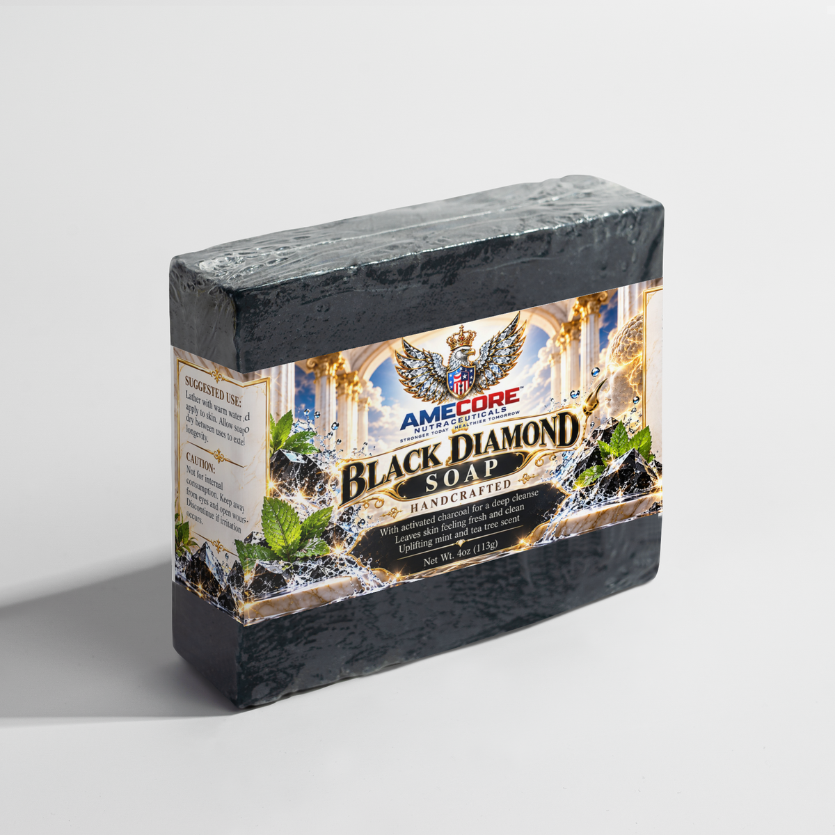Black Diamond Charcoal Soap – Peppermint & Tea Tree, 4 oz