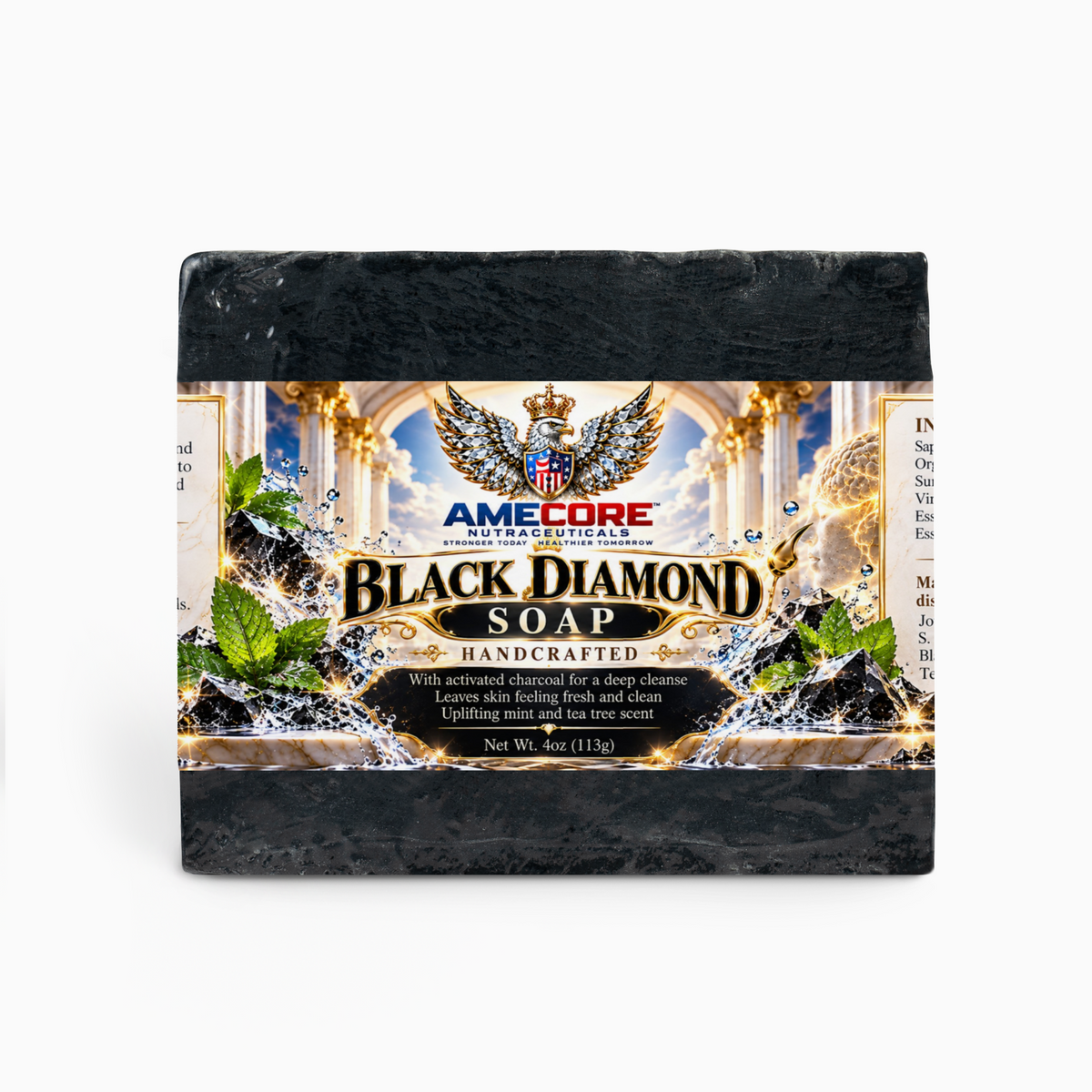 Black Diamond Charcoal Soap – Peppermint & Tea Tree, 4 oz