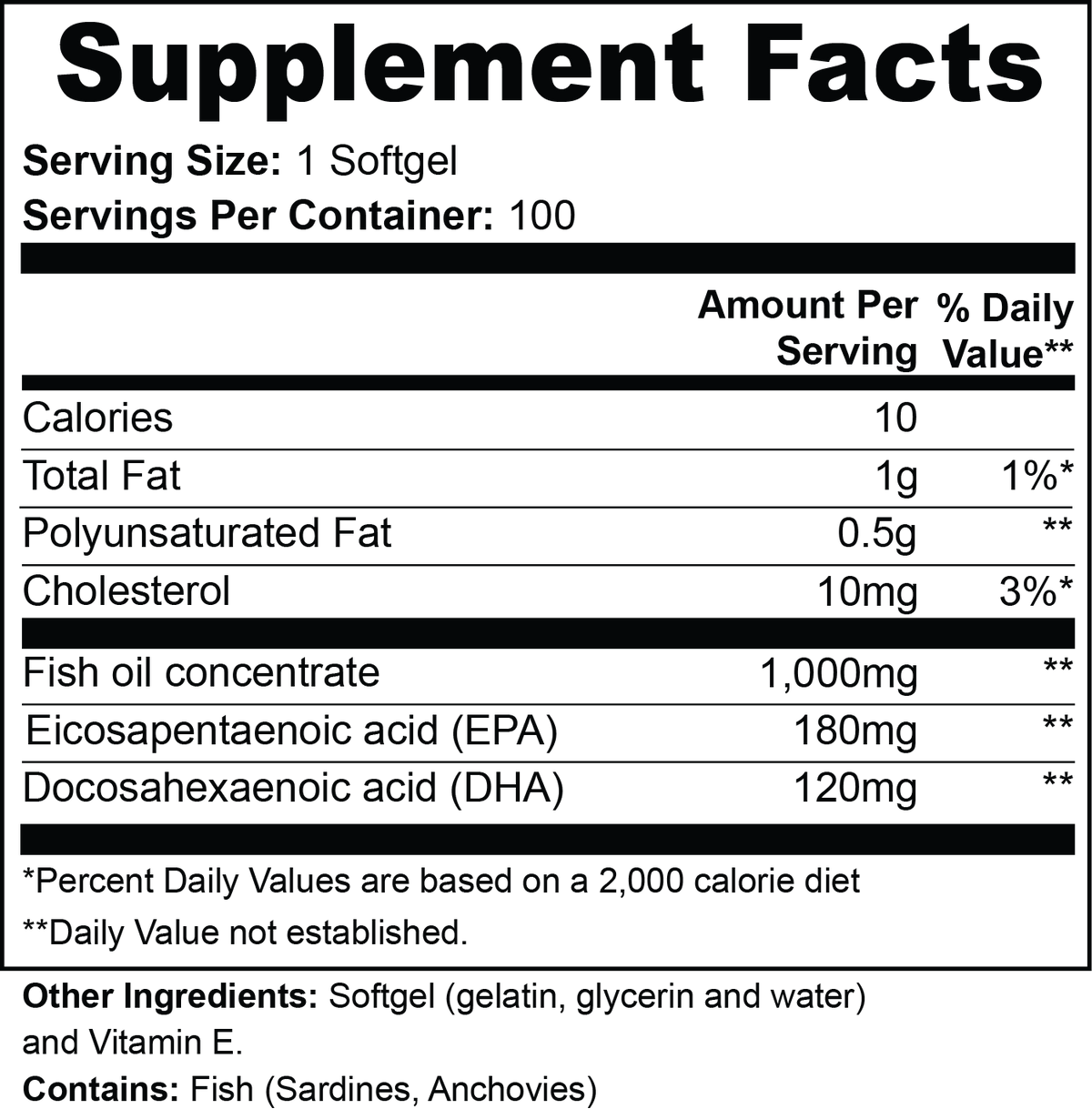 Clean Omega-3 Fish Oil – 100 Softgels